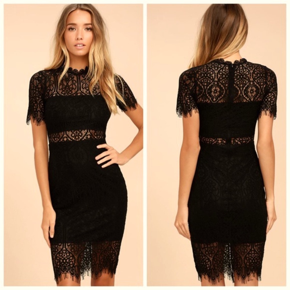 Lulu’s Black Remarkable Lace Dress